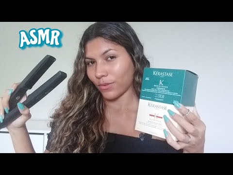 ASMR AMIGA HIDRATANDO E FAZENDO CHAPINHA NO SEU CABELO