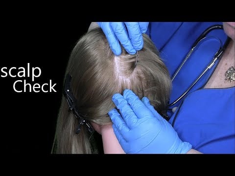 ASMR Tingly Scalp Check (Gloves, Rat Tail Comb, Whispering, Hair Parting, Close Up) Medical Roleplay