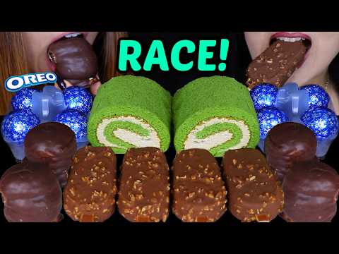 ASMR RACE! DUBAI CHOCOLATE TOWEL CAKE, BIG CHOCOLATE MARSHMALLOW, OREO SNOWBALLS, FERRERO ROCHER