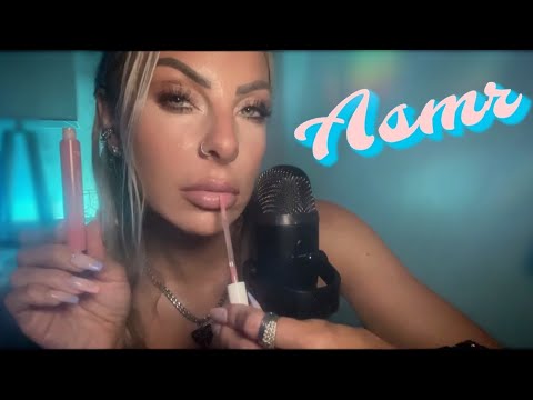 ASMR Applying My Favorite New Lipgloss & Lip Combos 💋 Clicky Whispering & Natural Mouth Sounds