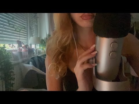 ASMR base mic tapping and brushing with inaudible whispering