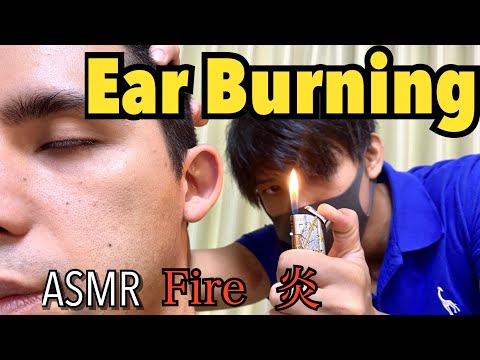 【ASMR】Ear Burn for relaxing / Fire shaving /Ear massage including head and shoulder