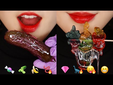 CANDIED PICKLE ASMR ROASTED JELLY MUKBANG ASMR EMOJI FOOD ASMR 😛