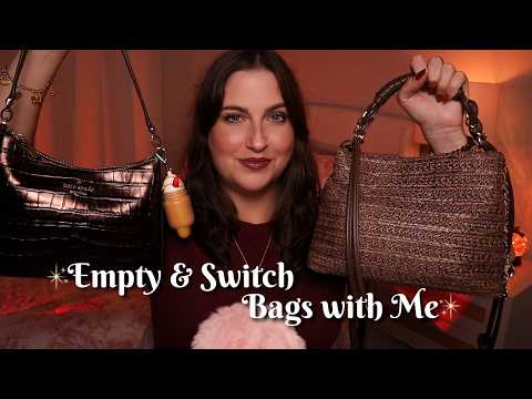 ASMR Change Out My Bag with Me 👜 Bag Rummaging, Whispers, & Gentle Taps 🍂