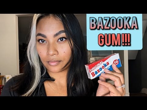 ASMR Chewing Bazooka Bubble Gum With Dubble Bubble , Blowing Bubbles