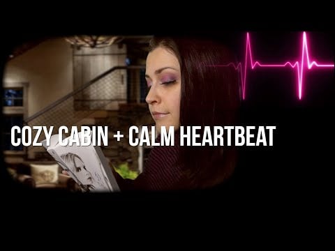 Female Heartbeat ASMR | Cozy Cabin Crackling Fire, Book Sounds & Calming Heartbeat (No Talking)