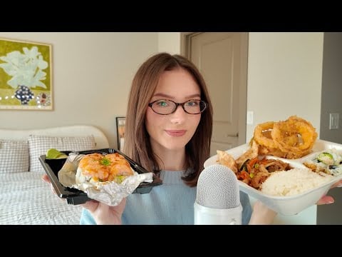 ASMR | eating sushi and chicken teriyaki