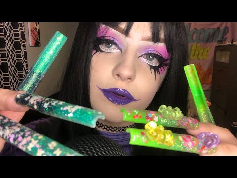ASMR WITH MY NAILS// (tapping, talking, negative energy plucking, hair brushing)