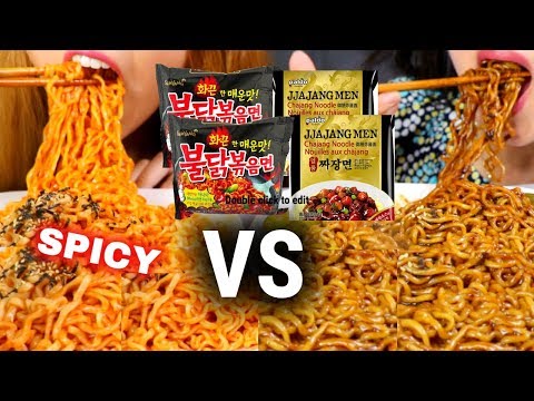 ASMR: FIRE NOODLES 불닭볶음면 먹방 AND 짜장면 BLACK BEAN NOODLES (EATING SOUNDS) MUKBANG