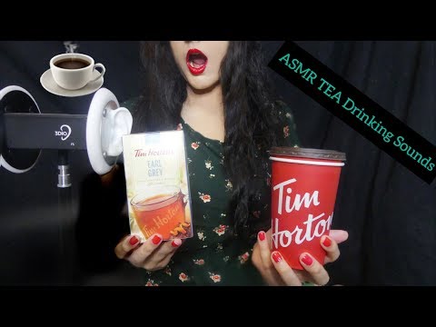 ASMR - 💗Drinking Tea Earl Grey Tim Hortons Whispered ☕️(Drinking Sounds) 3Dio Binaural