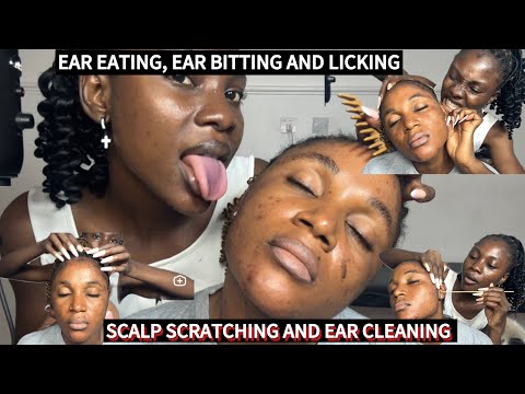 ASMR EAR CLEANING AND NITPICKING, EAR EATING , EAR LICKING, SPIT PAINTING EAR BITTING, SCALP SCRATCH