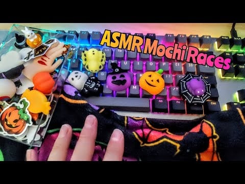 ASMR Mochi RACES | HALLOWEEN  🎃 with mouth sounds (spooky trigger words, stickers and more)