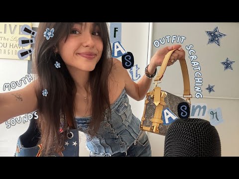 ASMR🦋✨ Fast and Aggressive Outfit Scratching +  Jean Scratching + Mouth Sounds + ⭐️Blc Collab⭐️ :D !