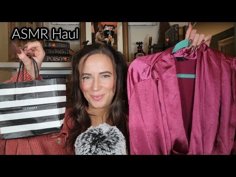 ASMR Haul Whispered (Tapping, Scratching, Tracing) Clothes, Shoes, Beauty