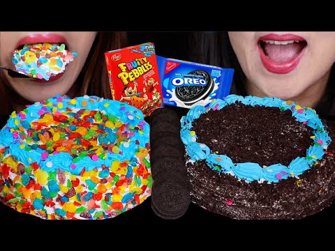ASMR RAINBOW EXPLOSION ICE CREAM CAKE + OREO ICE CREAM CAKE 아이스크림 케이크 리얼사운드 먹방 ケーキ केक