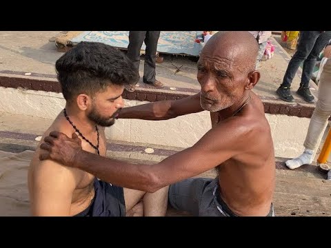 2$ World's Best Street Barber Front Body & Head Massage | Baba Chamunda Barber