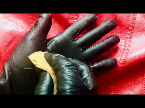 LEATHER GLOVES 🖤𝓒𝓛𝓔𝓐𝓝𝓘𝓝𝓖  𝓜𝓨 𝓥𝓘𝓝𝓣𝓐𝓖𝓔 𝓛𝓞𝓝𝓖 𝓖𝓛𝓞𝓥𝓔𝓢 💋 [[ASMR]]