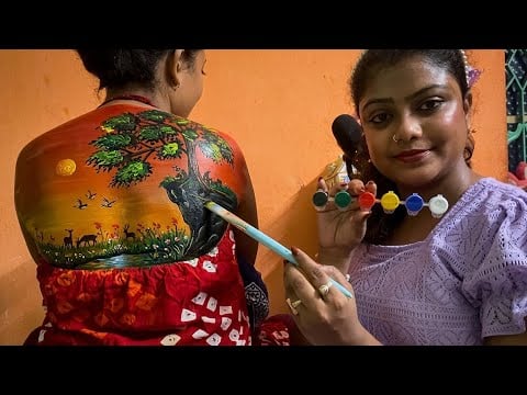 ASMR | Doing My Sister Relaxing Back Painting | 🎨😍
