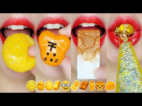 yellow orange emoji food asmr mukbang 노랑 주황 이모지 입술 먹방 