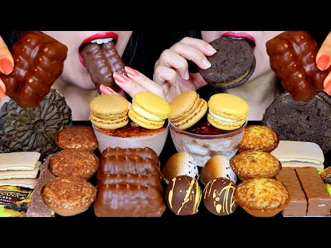 ASMR CHOCOLATE CARAMEL MARSHMALLOWS, TIRAMISU CAKE, MACARONS, ICE CREAM SANDWICHES, TRUFFLES, PIE 먹방