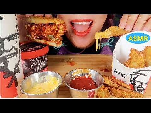 ASMR KFC 핫크리스피 치킨버거 먹방| KFC HOT CRICPY COLONEL +Choco Fudge Sundae EATING SOUND|CURIE. ASMR