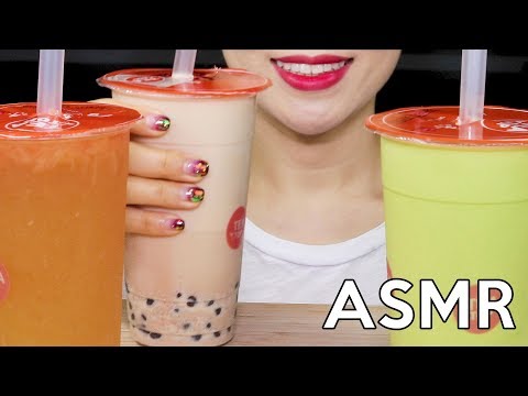 ASMR BUBBLE TEA (Boba/Grass Jelly/Aloe Vera) 버블티 리얼사운드 먹방 Eating Sounds