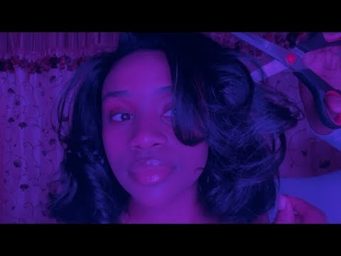 ASMR | TRIMMING AND CURLING MY HAIR - NO TALKING (Scissors and Flat Ironing, hair sounds)