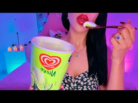 ASMR ❄️🍋COMIENDO NIEVE DE LIMÓN 🍋❄️