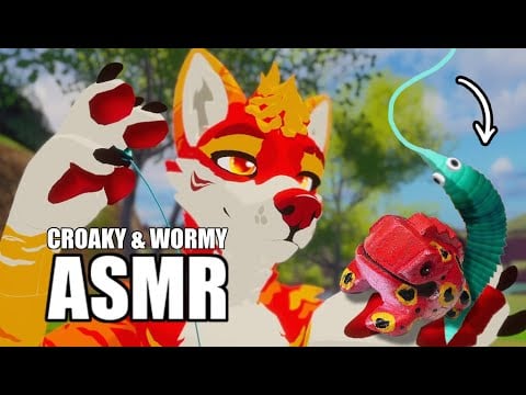 [Furry ASMR] Wooden Frog Instrument & Worm On A String ASMR 🐸🪱 (tktk, sksk sounds) [Croaky & Wormy]