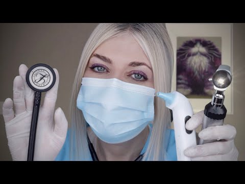 ASMR Doctor Home Visit Medical Exam - Otoscope, Ear Drops, Stethoscope, Light, Latex Gloves, Writing