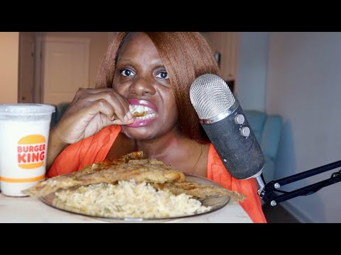 LOVE LANGUAGES | HOMESTYLE FRIED FISH & RICE BK CHOCOLATE SHAKE ASMR Eating Sounds