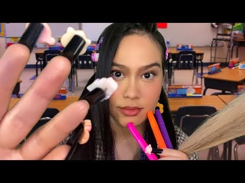 ASMR WEIRD Girl In Middle/ Grade School Plays W/ Your Hair + Does Your Makeup & Face Touching RP