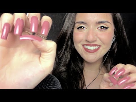 ASMR TINGLY NAIL TAPPING w/ Long Nails + WHISPERING // word repetition