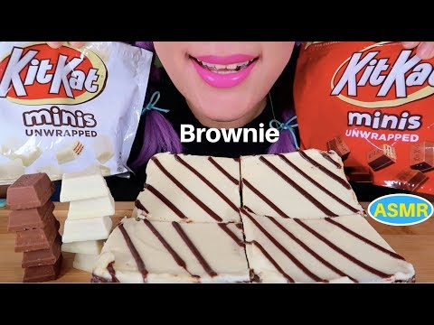 ASMR CREAM CHEESE BROWNIES+KITKAT EATING SOUND |크림치즈 브라우니+킷캣 미니 리얼사운드 먹방|CURIE.ASMR