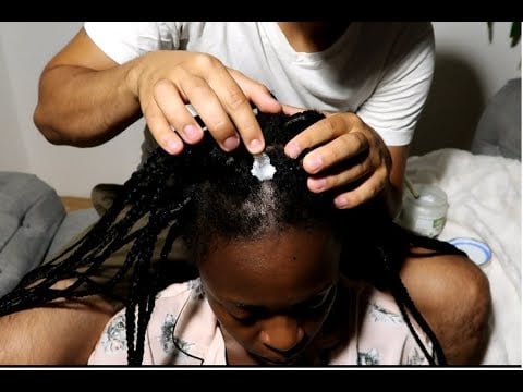 ASMR / Most relaxing GREASING BRAIDED HAIR 👩🏾‍🦱 on youtube (Upclose + Rubbing Massaging Sounds 😲