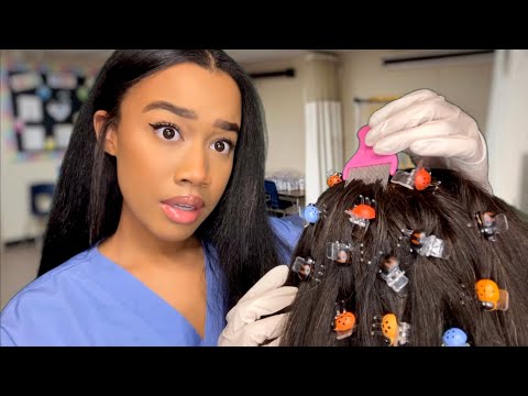 ASMR School Nurse Lice Check Role-play (You’re Infested!!) P2 🪲🔦 Lice Check Removal ASMR