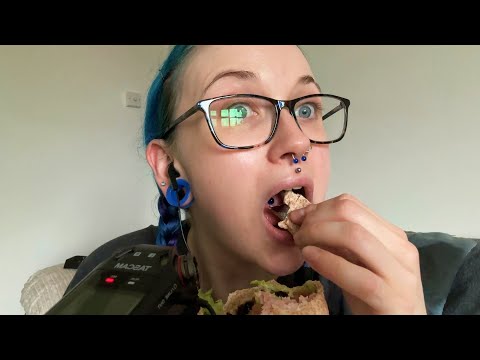 ASMR Eating Ham & Cheese Wrap [Eating & Foil Sounds, Quick Ramble]