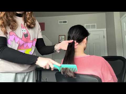 ASMR Hair Play - brushing, scalp scratching, spraying water (no talking)