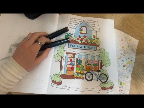 ASMR Color With Me (whispering, paper sounds, drawing)