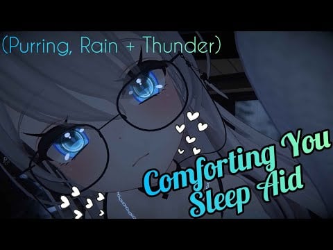close personal attention before bed 💙 (sleep aid, purring + rain ambience) | ASMR