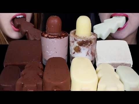 ASMR MILK VS WHITE GIANT CHOCOLATE ICE CREAM BARS, KLONDIKE BAR, MINI MARSHMALLOW MOUSSE CAKES 먹방