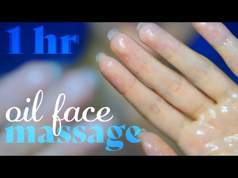 ASMR ~ 1 hr Oil Face Massage ~ Layered Sounds, Personal Attention, Closeup (no talking)