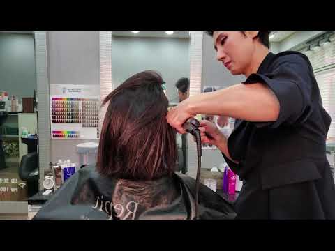 미용실 ASMR 중단발 전체매직   Medium-length full magic/Korean hair salon