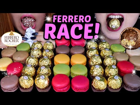 ASMR FERRERO ROCHER & RAINBOW MACARON RACE! INTENSE *Soft and Crunchy eating sounds 먹방