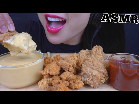 ASMR FRIED CHICKEN + CHEESE SAUCE + FIRE SAUCE (CRUNCHY EATING SOUNDS) NO TALKING | SAS-ASMR