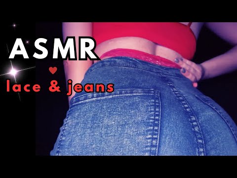 ✨ASMR | Red lace & jeans fabric scratching sounds | No Talking