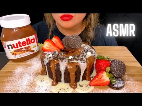 ASMR NUTELLA CHOCOLATE LAVA CAKE MUKBANG 먹방 | COLLAB WITH @saltedcaramelasmr (EATING SOUNDS)
