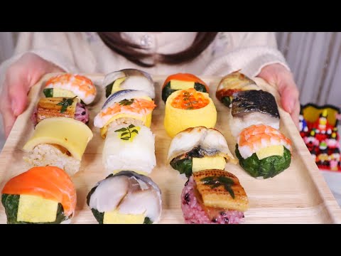 【ASMR/囁き】ひな祭りに てまり寿司10種類を食べる音🎎🌸 Eating Temari Zushi