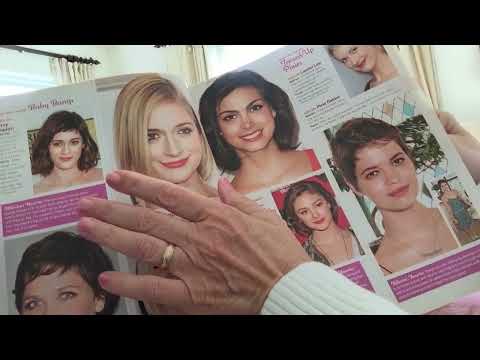 ASMR roleplay; flipping through hairstyle magazine with salon client.
