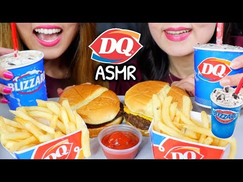 ASMR DAIRY QUEEN (OREO BLIZZARD, BURGERS, FRIES) 치즈버거 리얼사운드 먹방 | Kim&Liz ASMR